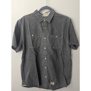 Vans Men’s Medium Chambray Button Up Shirt Gray Denim Short Sleeve Casual